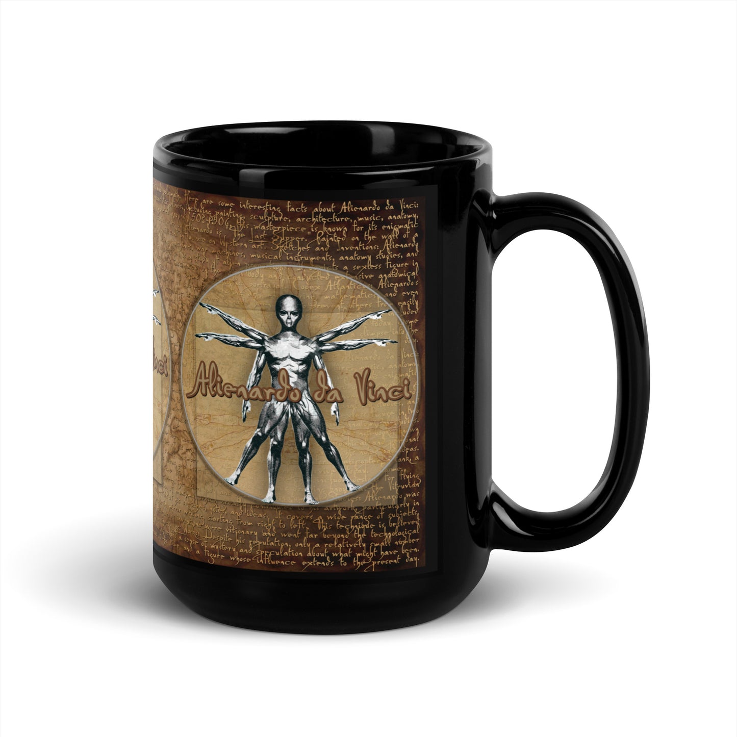 MUG: Alienardo da Vinci Black Glossy Mug-004