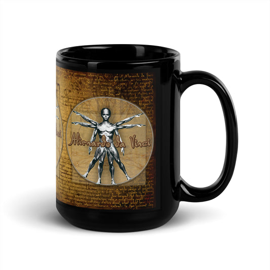 MUG: Alienardo da Vinci Black Glossy Mug-005