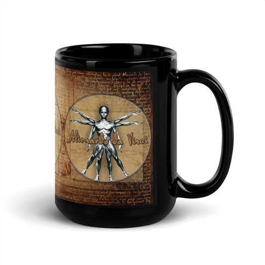 MUG: Alienardo da Vinci Black Glossy Mug-006