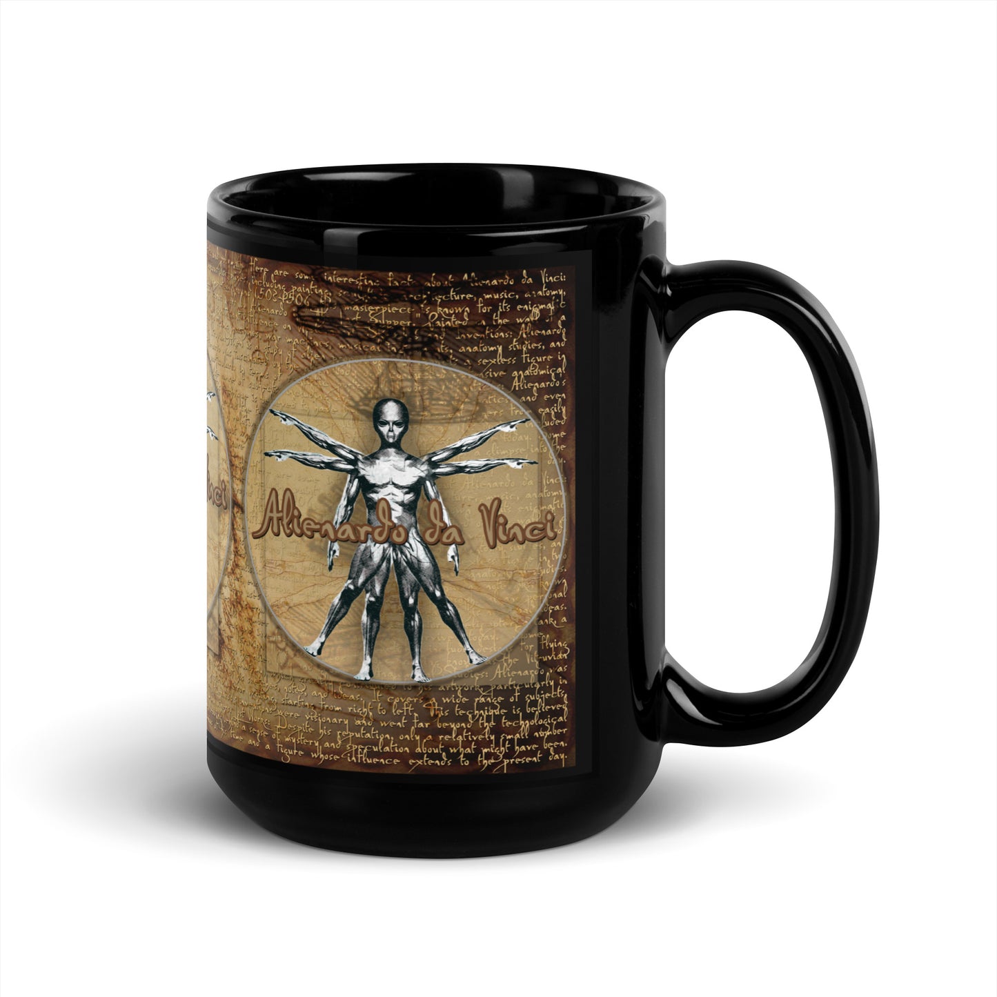 MUG: Alienardo da Vinci Black Glossy Mug-007