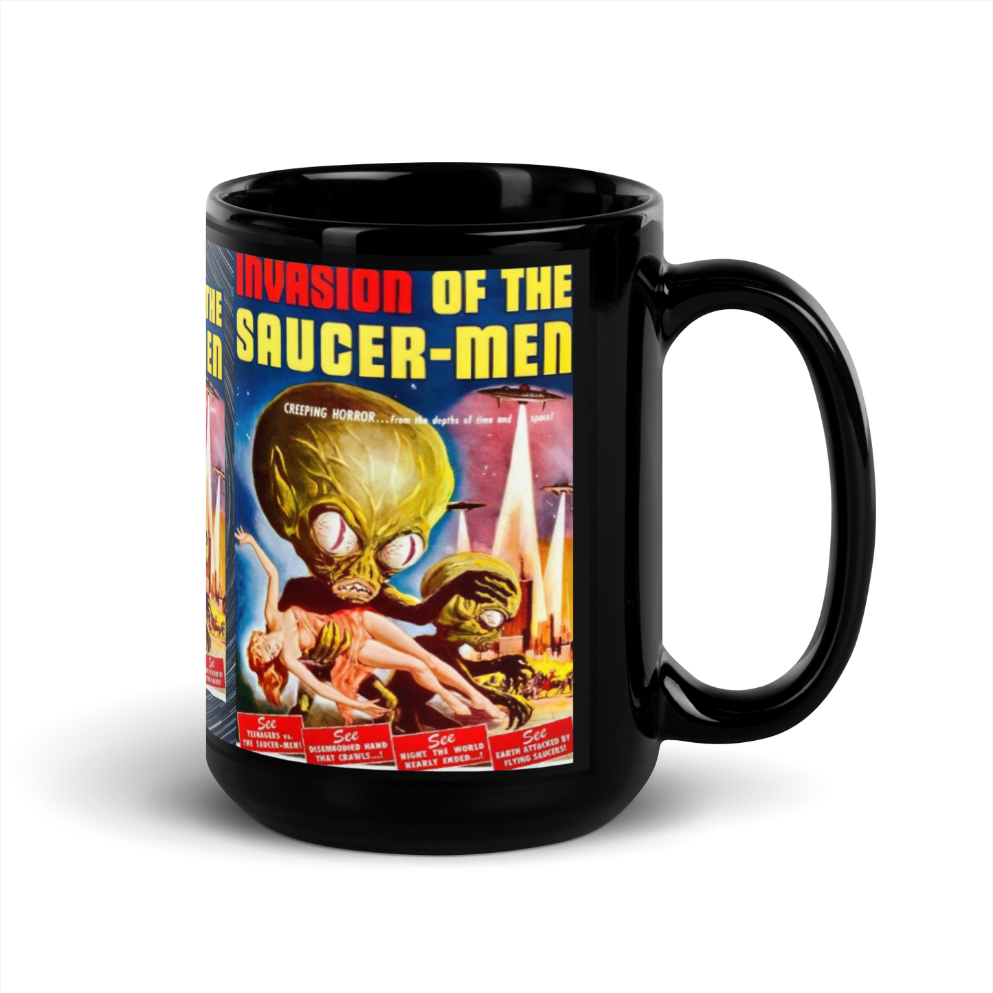 MUG: Invasion Of The Saucer Men Black Glossy Mug