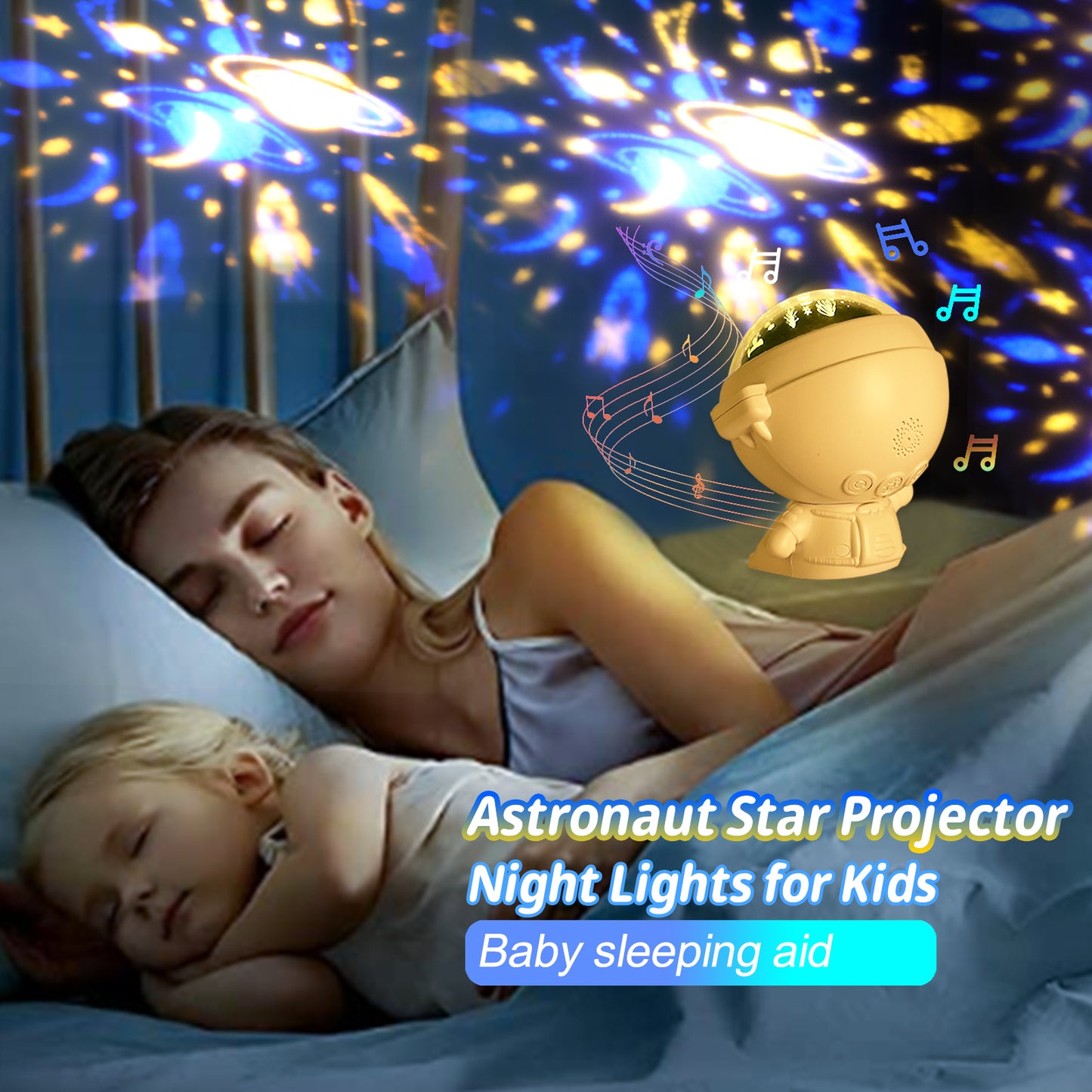 GA Galaxy Star Projector Starry Sky Night Light Astronaut Lamp Room Decr Gift Child Kids Baby Christmas Spaceman Projection